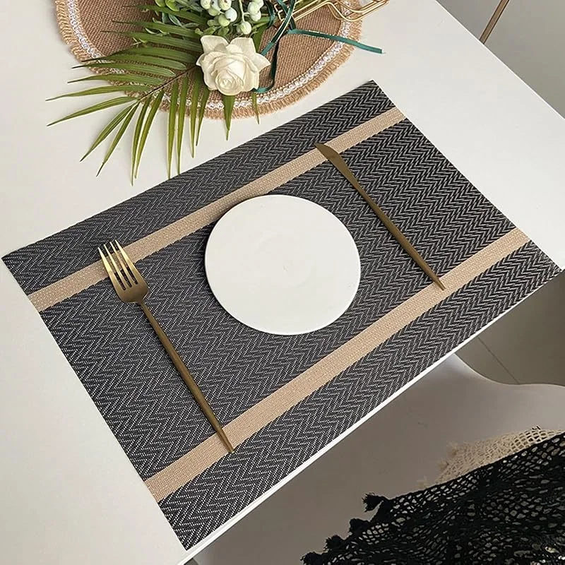 Besuche den Epinki-Store Epinki Tischsets Platzsets Natur Quadratisch, 2er Set 30x45CM Platzset Boho Gewebt Welle Streifen Muster aus 70% Vinyl 30% Polyester, Tischuntersetzer Couchtisch Kaffee für Küche Speisetisch — Küche & Haushalt