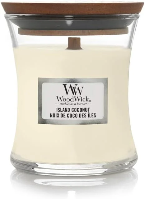 Besuche den WoodWick-Store WoodWick Duftkerze mit knisterndem Docht, Mini-Sanduhr-Kerze Island Coconut, bis zu 20 Stunden Brennzeit, Perfekte Geschenke für Frauen — Kerzenlicht Abendessen