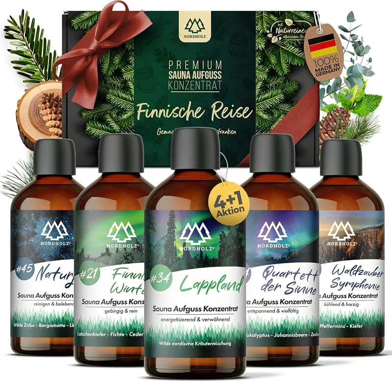 Besuche den Nordholz-Store NORDHOLZ® Saunaaufguss Set Finnische Reise 5x100ml - Sauna Aufgussmittel — Weihnachtskueche