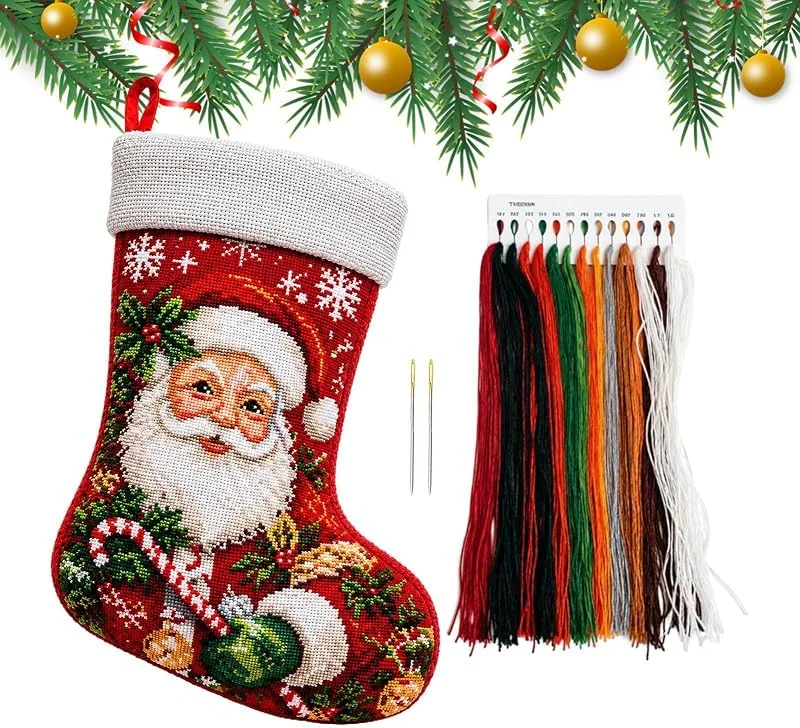 Marke: Generisch Anfänger-Stickset Handgefertigte Exquisite Weihnachtsstrumpf-Stickerei — Weihnachtsdeko