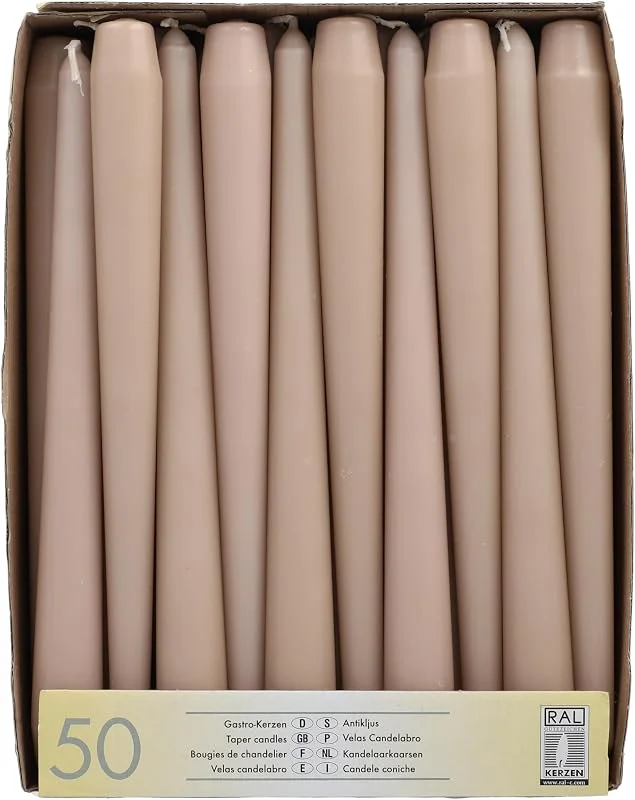 Besuche den PAPSTAR-Store PAPSTAR 50 Leuchterkerzen Ø 2, 2 cm · 25 cm puder, Beige — Kerzenlicht Abendessen