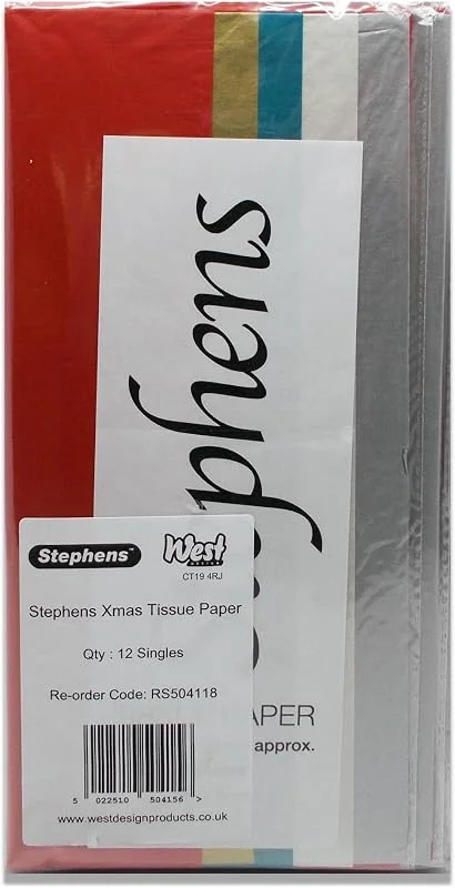 Marke: Stephens Stephens Farbiges Seidenpapier Weihnachten sortiert 5 Bögen, ideal zum Verpacken von Geschenken zu Weihnachten, Basteln, Verpacken, Kartenherstellung, Herstellung von Pompons, Wimpelketten — Geschenkverpackung