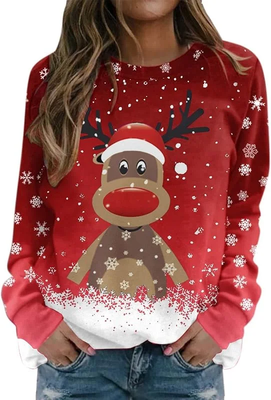 Marke: Qixiu Weihnachtspullover Damen Langarmshirt Weihnachten Damen Christbaum Weihnachts Funny Ugly Christmas Damen Tshirt Sweatshirt Xmas Shirt Weihnachts Hoodie — Weihnachtsmode