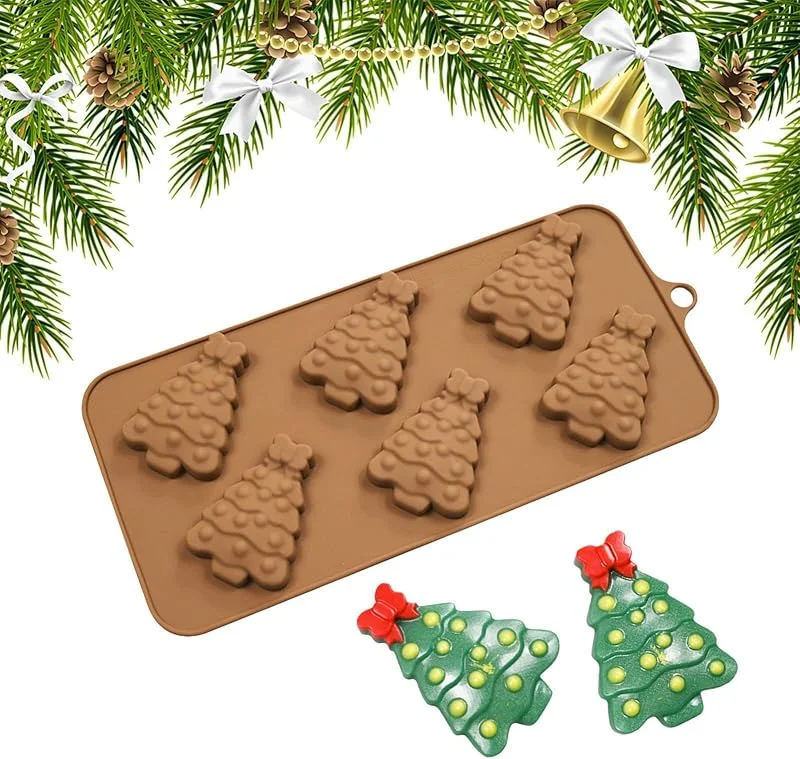 Marke: Generisch Tannenbaum-Silikonform 6 Mulden Fondant Kuchen Dekoration Backform — Weihnachtskueche