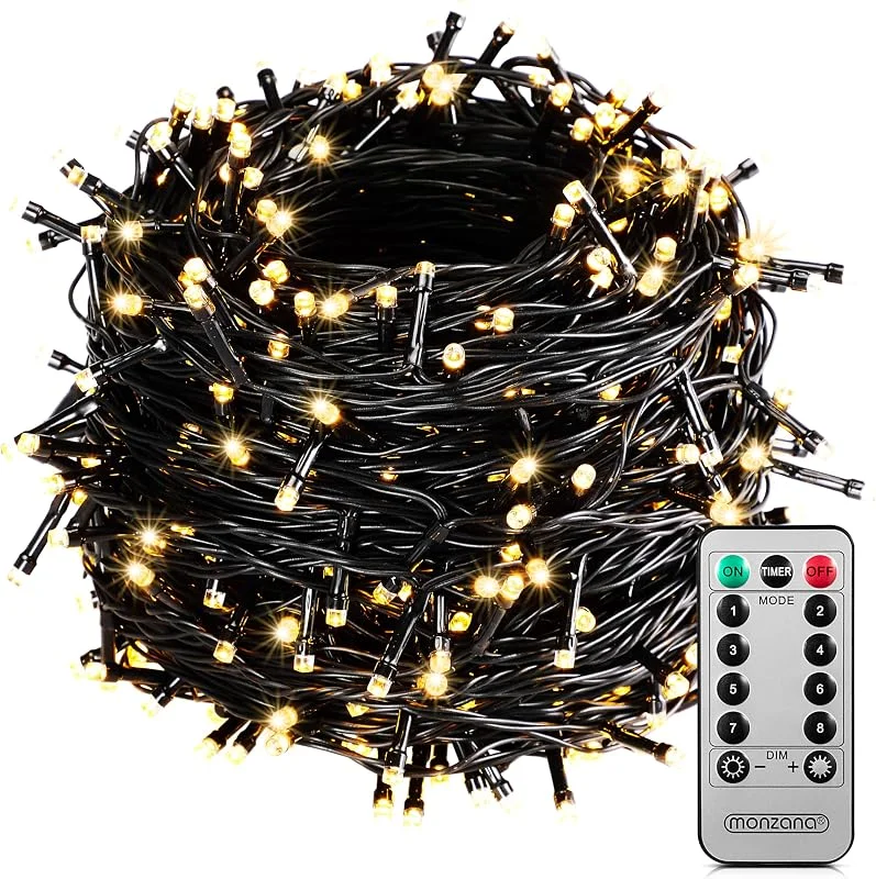 Besuche den Monzana-Store Monzana® 400 LED Lichterkette 40m mit Fernbedienung Timer Innen Außen 8 Modi Dimmbar IP44 Wetterfest Stecker Weihnachten Weihnachtsbeleuchtung Warmweiß