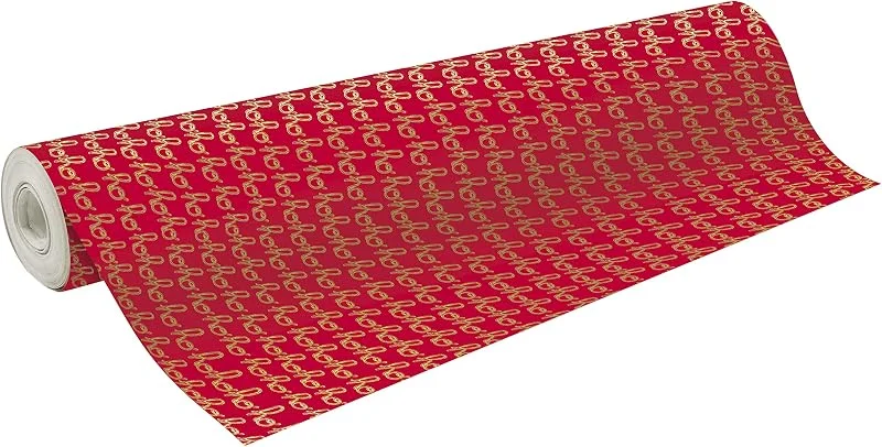 Besuche den Clairefontaine-Store Clairefontaine 202094C - Rolle Geschenkpapier Excellia 80g, 50x0, 70m, ideal für Geschenke, Hohoho Rot, 1 Rolle — Geschenkverpackung