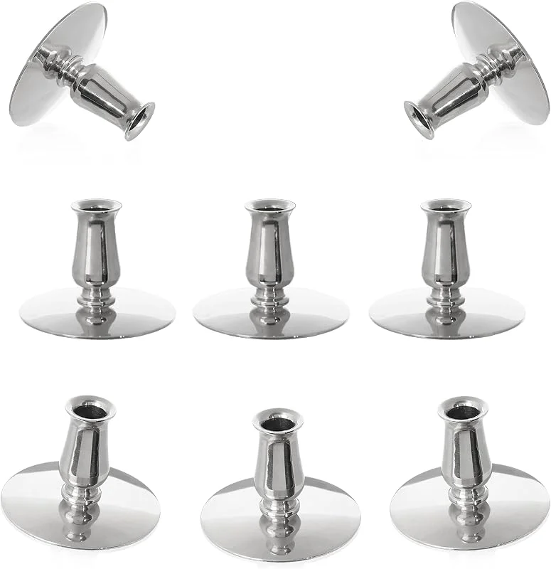Besuche den NKlaus-Store NKlaus 8X Kerzenhalter, Messing vernickelt, für Altarkerzen bis Ø0, 9cm — Kerzenlicht Abendessen
