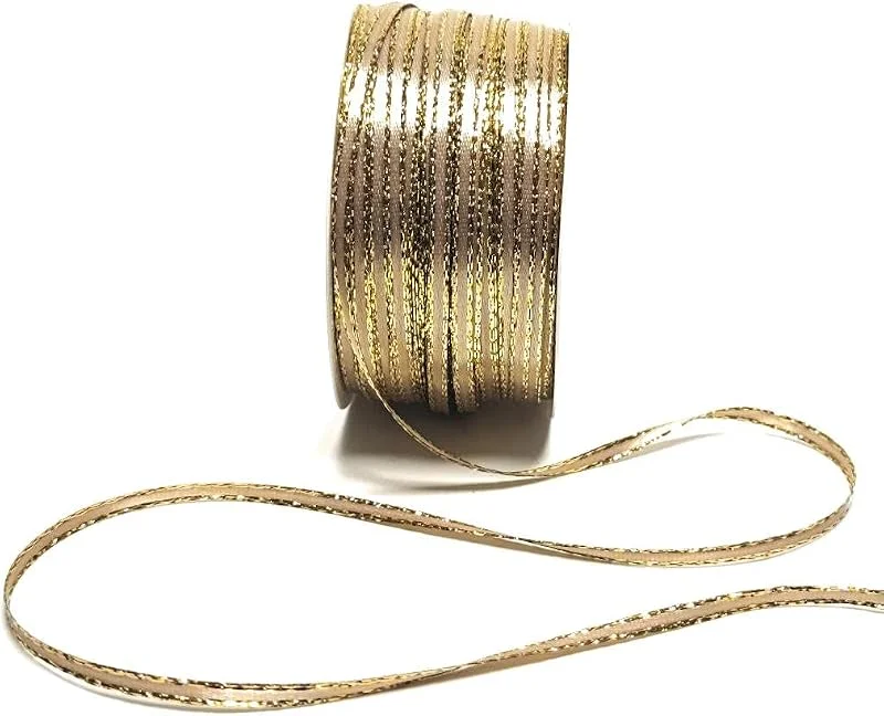 Marke: s.dekoda Satinband 50m x 3mm Toffee - Gold Weihnachtsband Schleifenband Dekoband Geschenkband [1371] — Geschenkverpackung