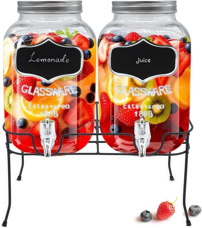 Besuche den Spetebo-Store Glas Getränkespender mit Zapfhahn - 2er Set, je 4 Liter - Wasser Spender — Wein und Festtafel