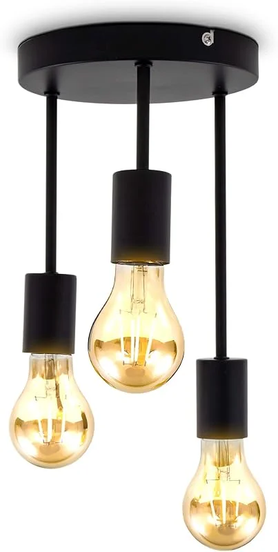 Besuche den B.K.Licht-Store B.K.Licht - Deckenlampe mit E27 Fassung, max. 60 Watt, Vintage, Deckenleuchte, Lampe, Wohnzimmerlampe, Schlafzimmerlampe, Küchenlampe, Deckenbeleuchtung, Retro, Flur, 19x31 cm, Schwarz — Kerzenlicht Abendessen