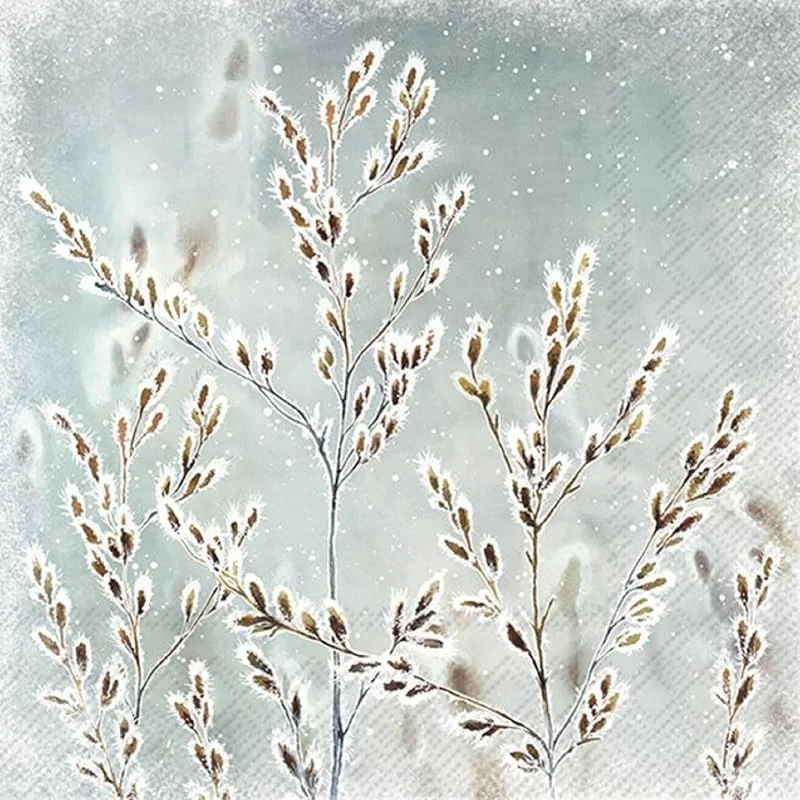 Marke: IHR Ideal Home Range IHR - C 1088545 - Cocktail Papierservietten, Gräser im Schnee, Frozen Winter, 20 Stück, 12, 5cm x 12, 5cm, 3 lagig — Advent und Tisch