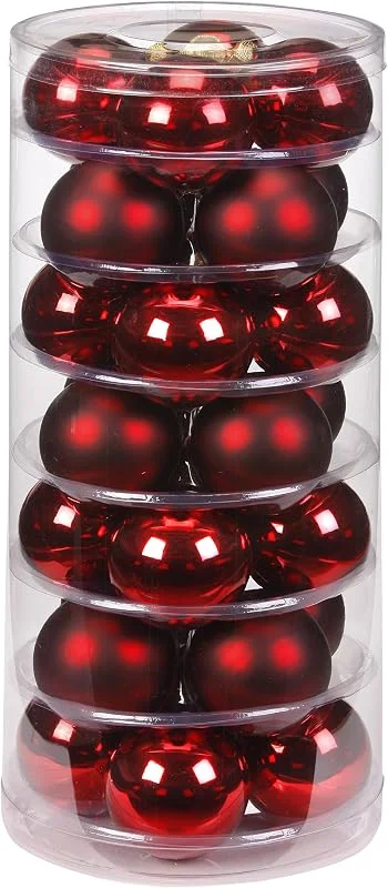Besuche den Inge-glas-Store Inge-glas 12019D003-MO Glaskugel, 60 mm, 28 Stück, Dose, Bordeaux Glanz, matt — Weihnachtsdeko