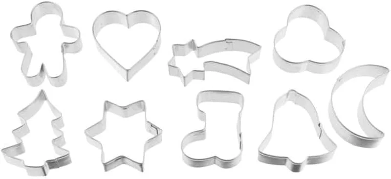 Besuche den Zenker-Store Zenker Weihnachtsausstecher PATISSERIE, Ausstechformen auf einem Drahtbügel, Ausstecher für Plätzchen, Kekse und Fondant (Farbe: Silber) Menge: 1 x 9 Stück — Weihnachtskueche