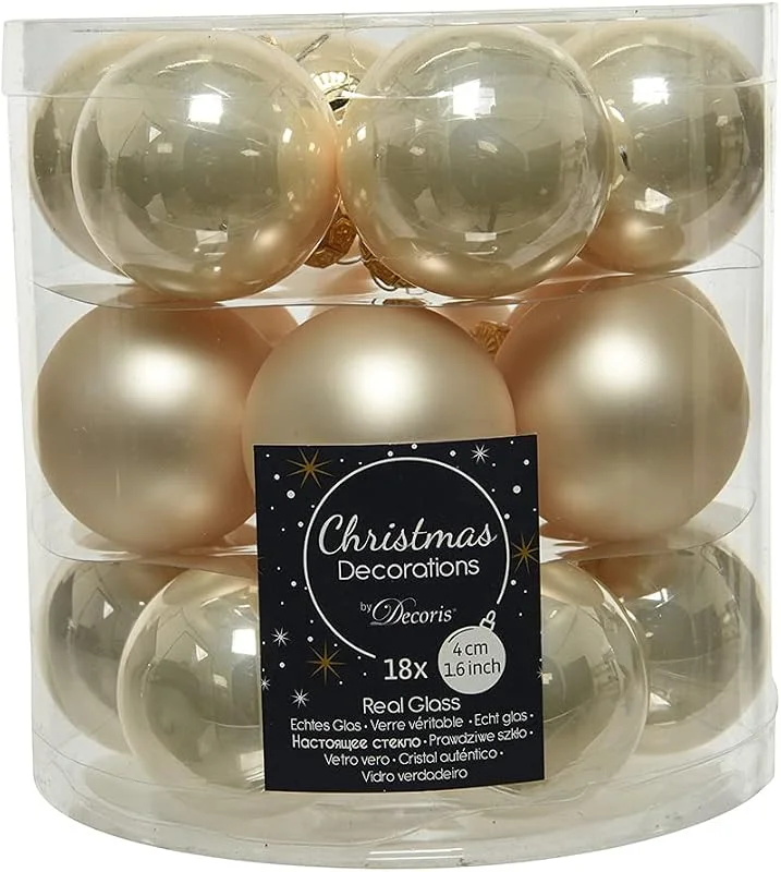 Marke: Decoris Decoris Weihnachtskugeln Glas 4cm x 18 Stück kleine Christbaumkugeln Perle — Weihnachtsdeko