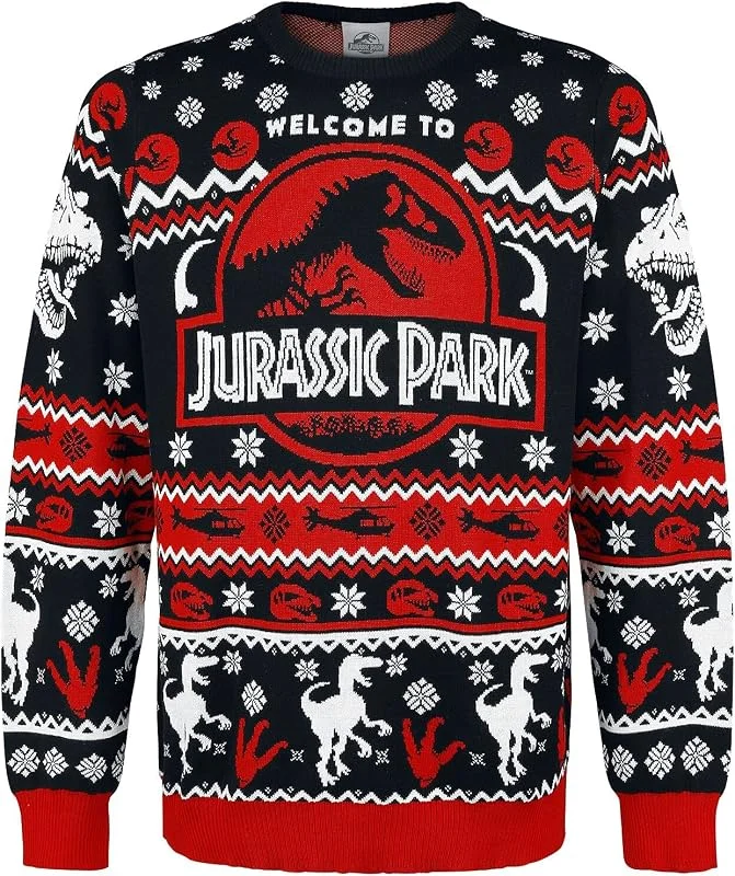 Marke: Jurassic Park Jurassic Park Logo Männer Weihnachtspullover Multicolor — Weihnachtsmode