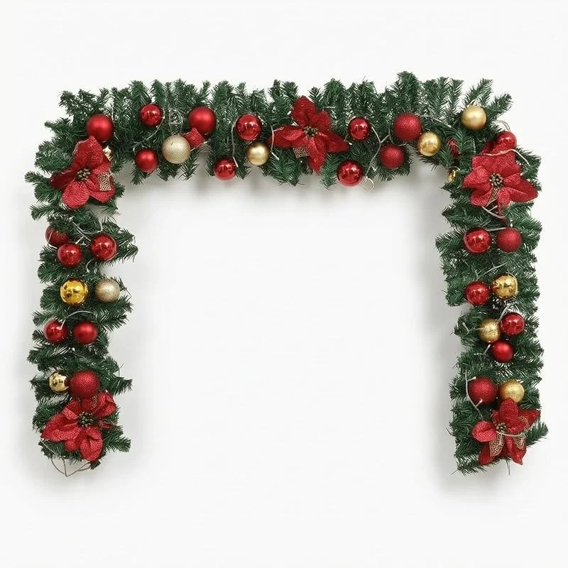 Marke: TAIZhiChen Weihnachtsgirlande mit Kugeln Dicht Girlande mit Christbaumkugeln künstlich künstliche Tannengirlande für Treppengeländer, 2.7 Meter, Weihnachtsgirlande Mit Kugeln — Weihnachtsdeko