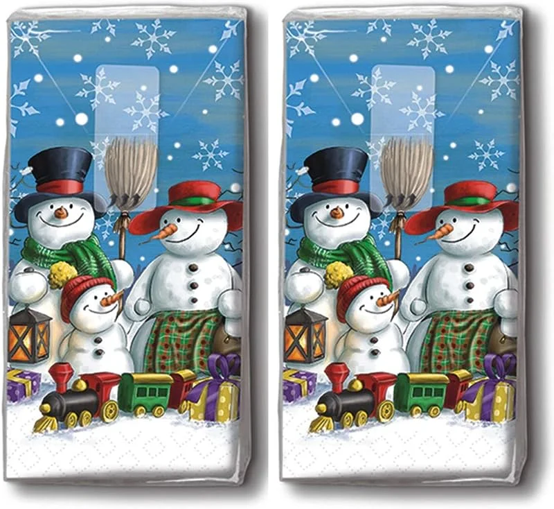 Marke: Taschentücher bedruckt 20 Taschentücher (2x 10) Taschentücher Schneemannfamilie, Winter, Weihnachten — Advent und Tisch