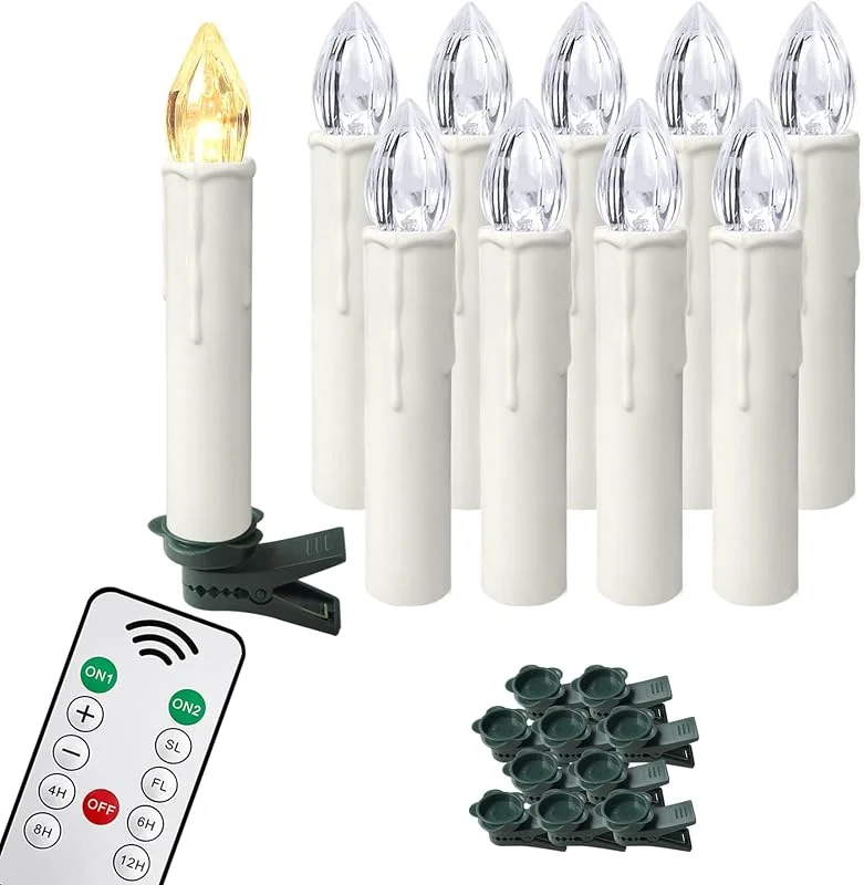 Besuche den NAIZY-Store NAIZY LED Kerzen 10er Weihnachtskerzen Kabellos Warmweiß Weihnachtscandle mit Fernbedienung Weinachten Kerzen IP44 LED Candle mit Clip, für Feste Deko Hochzeit Party, ohne Batterie — Weihnachtsbeleuchtung