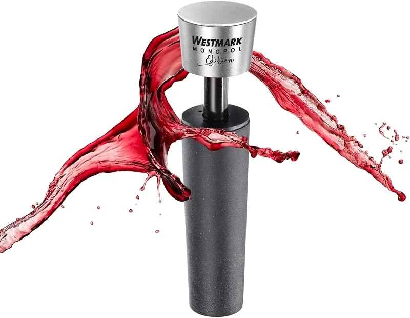Besuche den Westmark-Store Westmark Wein Vakuumpumpe Savio Monopol Edition – Weinflaschenverschluss mit Vakuum-Effekt zur längeren Frische – Silber-Schwarz, 8, 7 cm — Wein und Festtafel