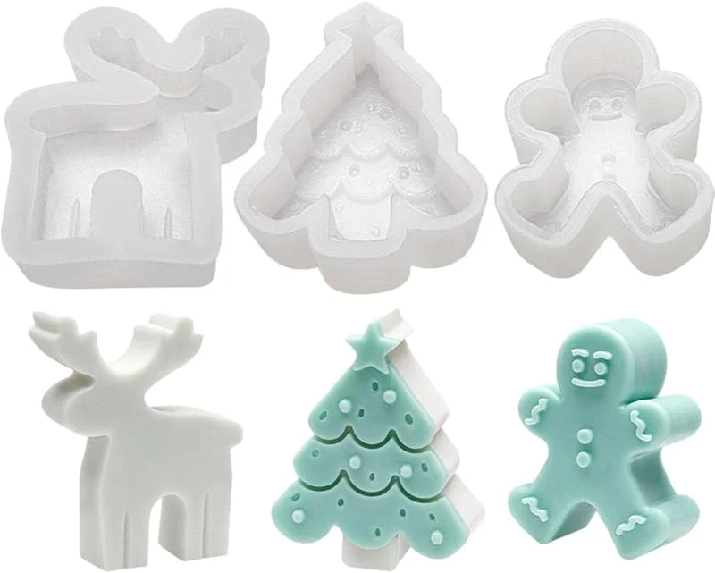Marke: Pomurom 3 Silikonformen Weihnachten Silicon Mold Resin, Silikonform Weihnachtsbaum Lebkuchenmann Hirsch Epoxidharz Gipsguss Weihnachtsduftkerze Klein, Silikonformen Für Beton Epoxidharz Kerzen Gießen — Weihnachtskueche