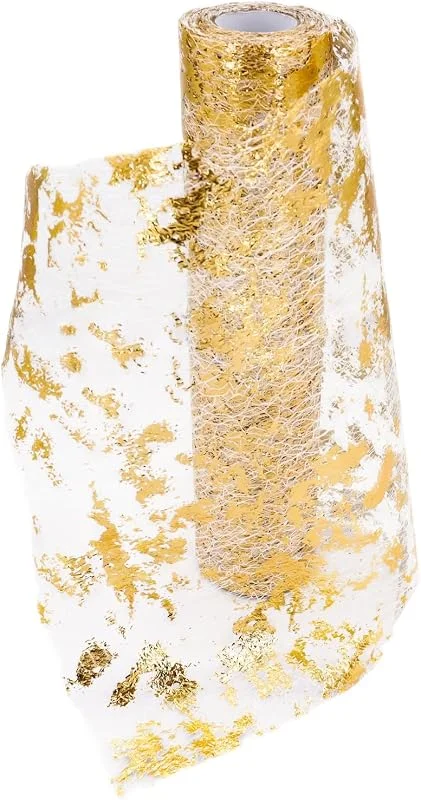 Marke: Woobroo Tischläufer Glänzend Gold (29 cm x 10 m), Tischläufer Tischband Polyester Tischdeko für Partys und Feierlichkeiten wie Geburtstage, Hochzeiten, Babypartys, Taufen, Weihnachten, Feiertagsfeier usw — Küche & Haushalt