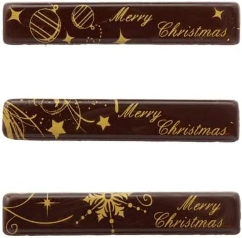 Besuche den Jacobi Decor-Store Schokoladen Deko "Merry Christmas" 3 Motive, 120 Stück, Dekorative Frohe Weihnachten Schokolade für Kuchen- und Backkreationen, 80 x 15 mm — Küche & Haushalt