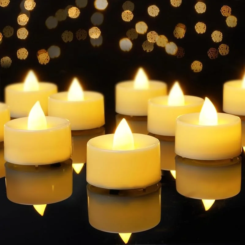 Besuche den AMAGIC-Store AMAGIC Flammenlose Led Teelicht batterie, 12er, warmweiß Licht, Wachshülle — Kerzenlicht Abendessen