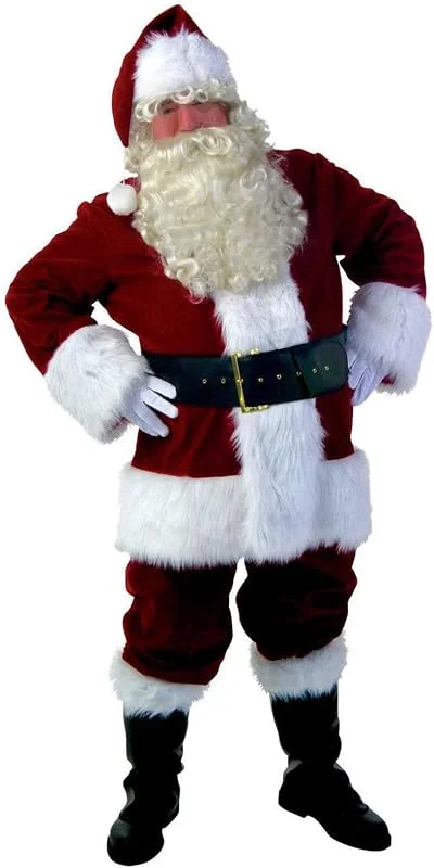 Marke: pvucpot pvucpot Deluxe Santa Kostüm Herren – Weihnachtsmann Komplettset Mit Rotem Anzug, Weißem Bart, Gürtelschnalle – Weihnachts Cosplay Outfit Für Erwachsene Party & Nikolaus Anlass Geschenk — Weihnachtsmode
