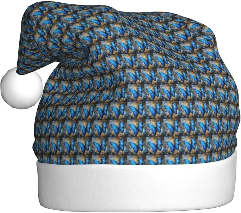 Marke: Tamiger Weihnachtsmützen mit blauem Schmetterlings-Aufdruck, saisonal — Weihnachtsmode
