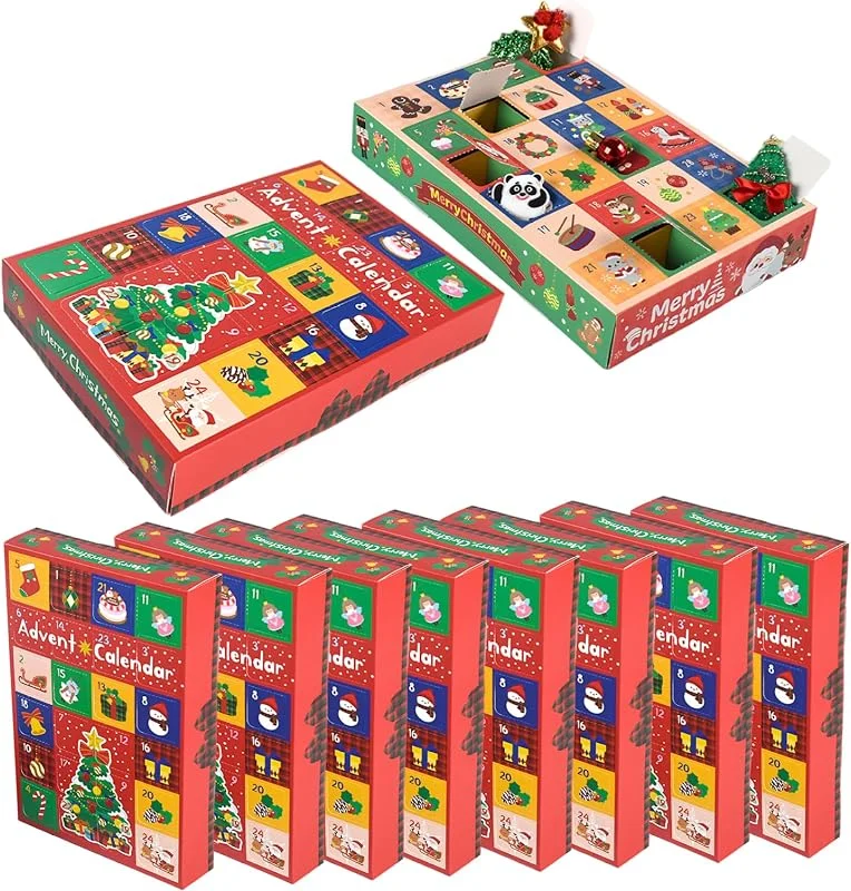 Marke: Obelunrp 10 Stück DIY-Adventskalender, Weihnachten, 24 Tage, leere Adventskalender zum Befüllen, kreative Zahlen-Countdown-Box aus Pappe für Kinder und Erwachsene, Feiertagsdekorationen — Advent und Tisch