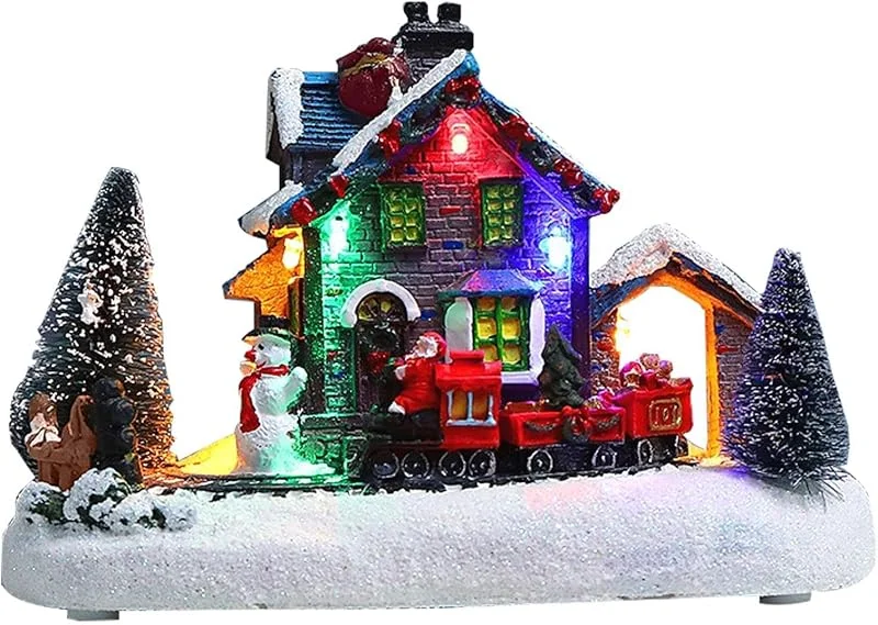 Marke: Generic Weihnachtshaus beleuchtetes Weihnachtsdorf LED Light Up Resin Collectible — Weihnachtsdeko