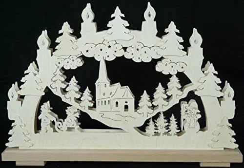 Besuche den Rudolphs Schatzkiste-Store Rudolphs Schatzkiste Schwibbogen mit Kirche Schlitten Schneemann und Beleuchtung BxHxT 50x34x7cm NEU Lichterbogen Fensterbogen Spitzbogen Erzgebirge Seiffen Weihnachten Licht Holz Dekoration — Weihnachtsdeko