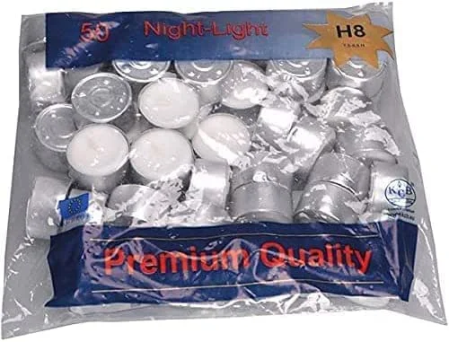 Marke: KCB Teelichter in Premium Qualität mit 8 Stunden Brenndauer - Kerzen in Weiß mit Silberschale für Windlichter, die Gastro, Gastronomie & Weihnachten - Großpackung mit Langer Brennzeit (700) — Kerzenlicht Abendessen