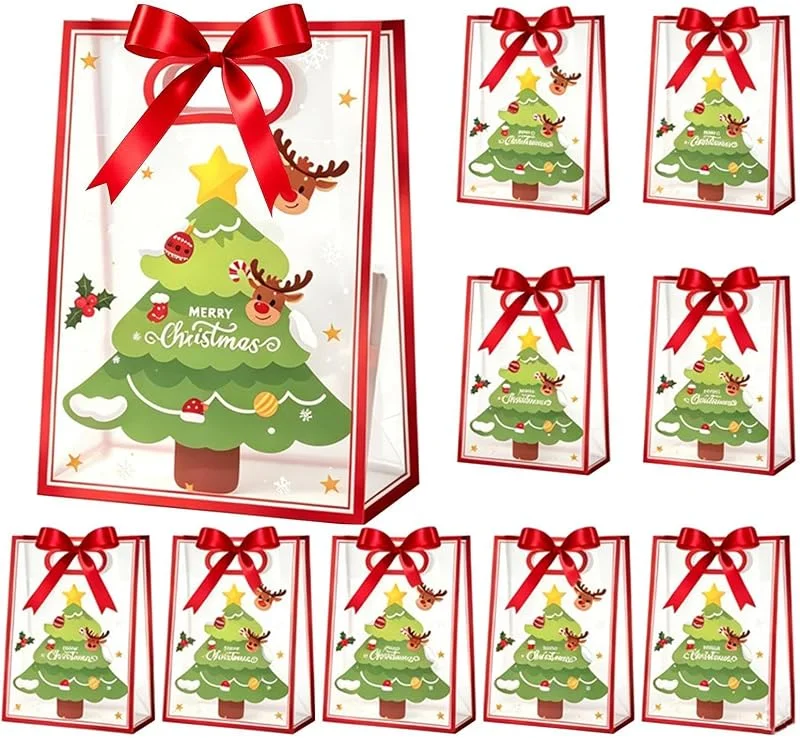 Marke: Generisch Weihnachtliche Geschenktüten mit Griffen, 10 Stück, kleine Geschenktüten — Geschenkverpackung