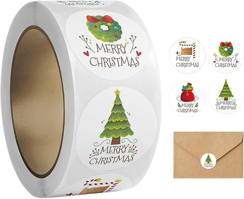 Marke: Generisch Rolle Weihnachtsaufkleber Runde Winter Labels Sortiment — Geschenkverpackung