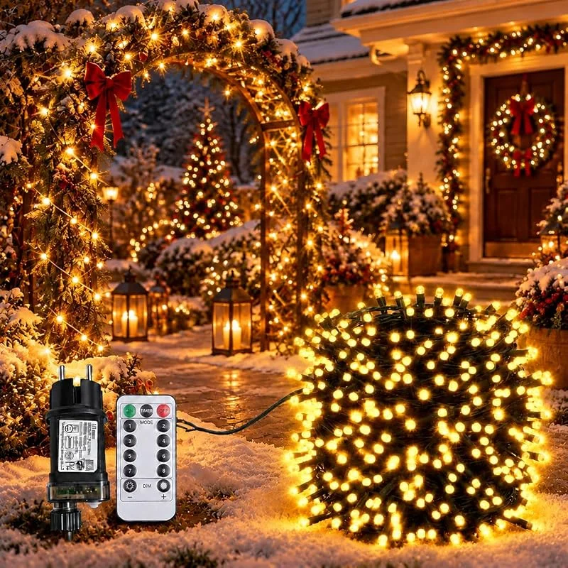 Marke: Shengruili Lichterkette Weihnachtsbaum, Lichterkette Außen 20M 200 LED Warmweiß — Weihnachtsbeleuchtung