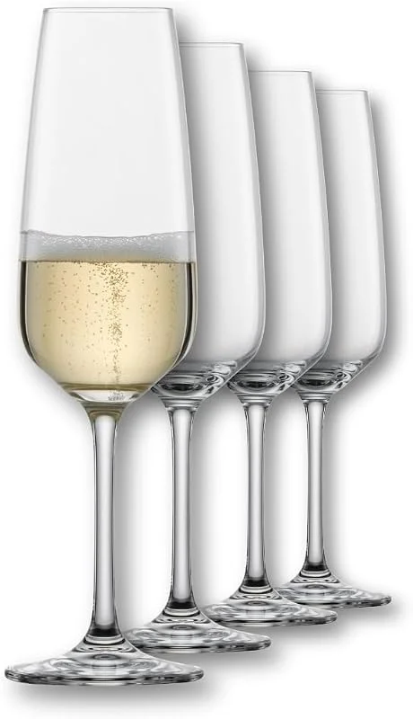 SCHOTT ZWIESEL Sektglas Tulip 4er Set, Champagnergläser mit Moussierpunkt aus Tritan Kristallglas, spülmaschinenfestes Sektglas, 123610 — Wein und Festtafel