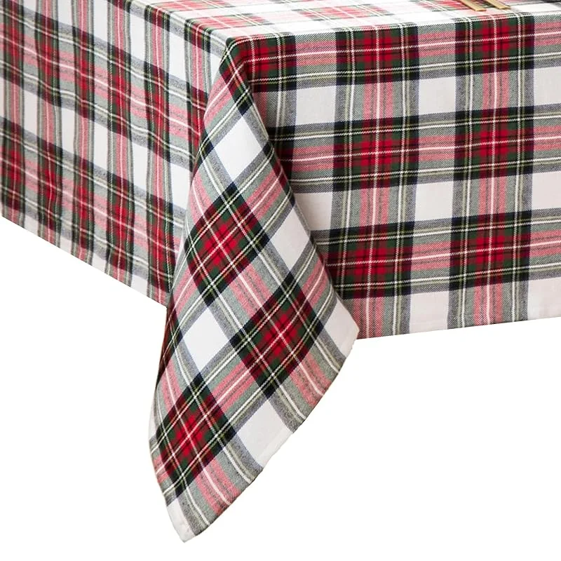 ThreadmadeFormat:Haushaltswaren Elrene Home Fashions Klassische Weihnachtstischdecke, kariert, Baumwolle, Feiertagstischdekoration, 152, 4 x 213, 4 cm, länglich — Küche & Haushalt