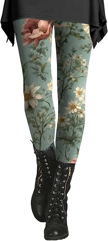 Marke: Generisch Leggings Mit Blumenmuster Damen Thermo-Strumpfhose Damen Blickdicht Thermoleggings Damen Winter Strickleggings Leggings Stretch Jogginghose High Waist Jogginghose Warm Yoga-Leggings Freizeithose — Weihnachtsmode