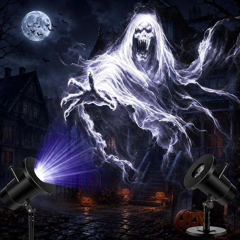 Marke: ZeahVeyora Menacing Undead Halloween Projektor Licht Outdoor für Hofwand, Wasserwellen-Bewegungs-Projektionsleuchte für Hof, Garagentor, Wand, Fenster, gruseliges Spukhaus, Halloween-Dekorationen im — Weihnachtsbeleuchtung