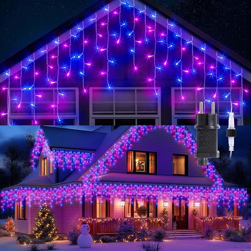 Besuche den GlobaLink-Store GlobaLink 10M Eisregen Lichterkette, 400 LEDs mit 80 Tropfen, Lila & Blau — Weihnachtsbeleuchtung