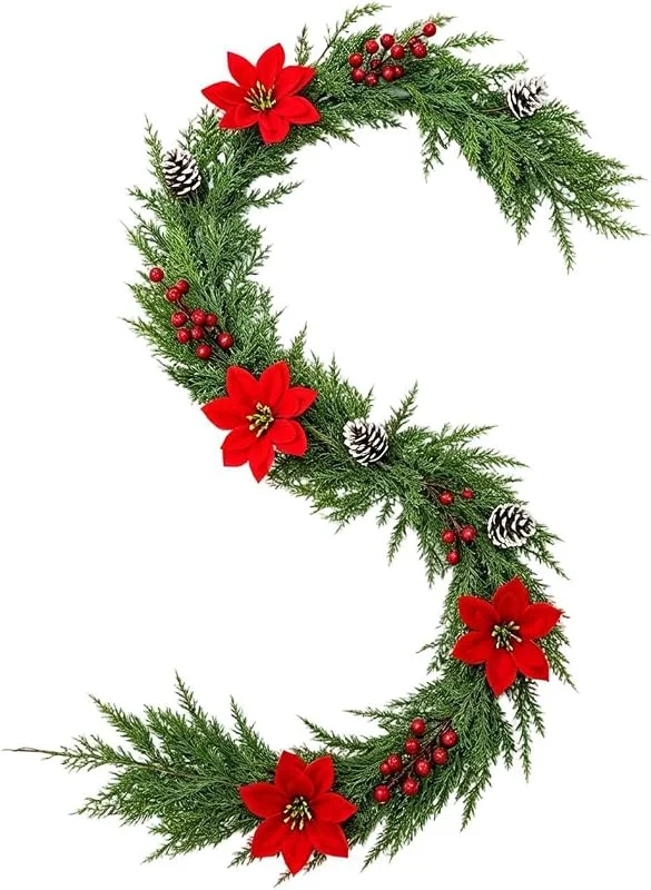Marke: Generisch Weihnachts Tannengirlande - 1, 5m Künstliche Rote Beerenzweige, Festtagsdeko — Weihnachtsdeko