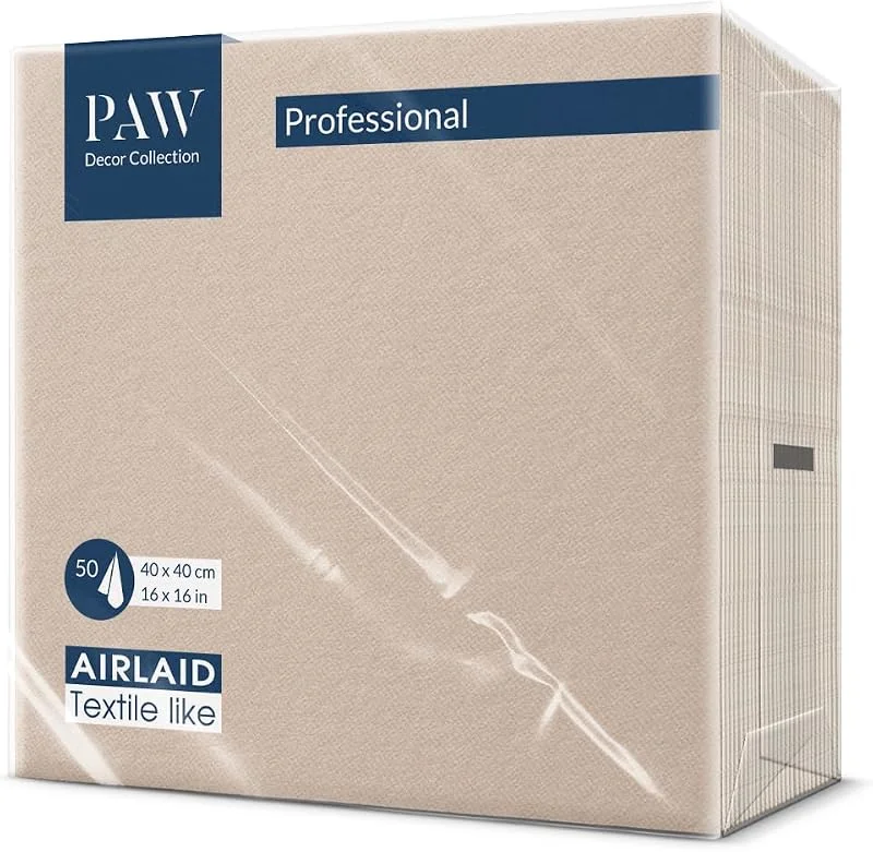 Besuche den PAW Decor Collection-Store PAW Servietten aus Airlaid, Stoffähnlich, 50 Count, Ideal für Hochzeit, Taufe, Kommunion, Geburtstag, Stoffservietten, Einfarbig, Beige — Küche & Haushalt