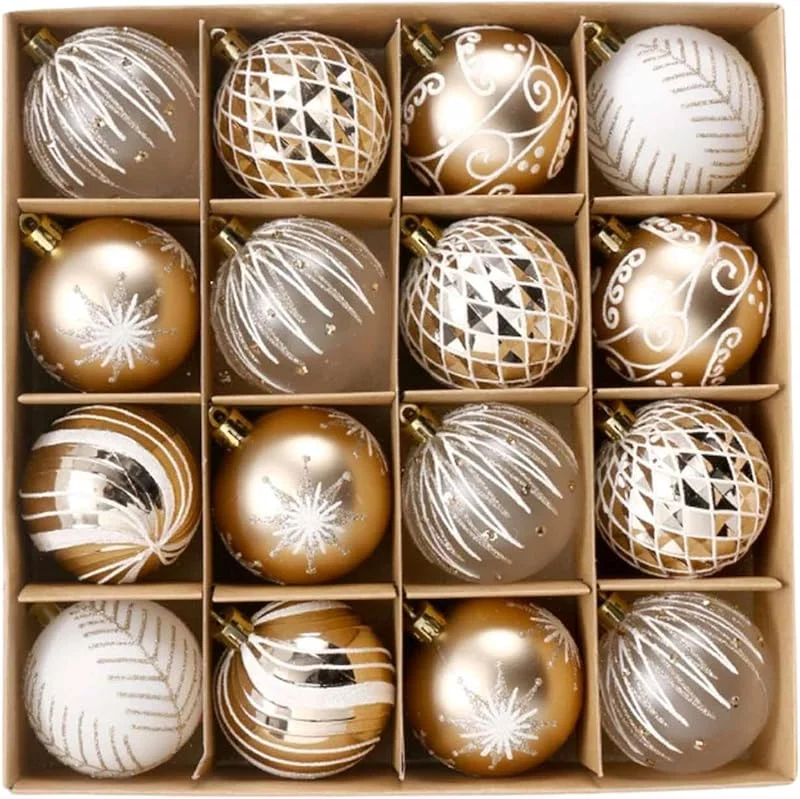Besuche den Gitohoni-Store 16 Stück Weihnachtskugeln Festtagsdeko Baumbehang Hängedekoration Christbaumschmuck Aus Langlebigem für Eine Elegante Dekoration für Hochz, Champagner Weiß — Weihnachtsdeko