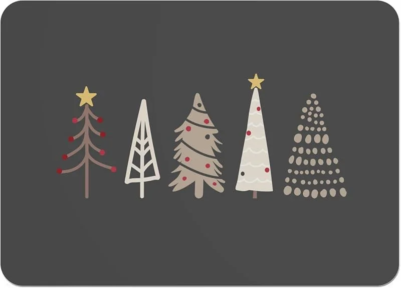 Marke: Fabulous Set von weichen Tischsets aus Kork Untersetzer Schwarz - Weihnachtsbäume Winter Geschenk Weihnachtsmann - Großformat 39, 5 x 28, 5 cm — Küche & Haushalt