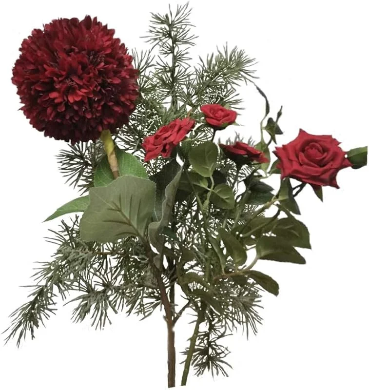 Marke: 2474U Kunst-Blumen Bouquet RED Winter Dream naturgetreuer Blütenstrauß ca. 65 cm hoch — Advent und Tisch