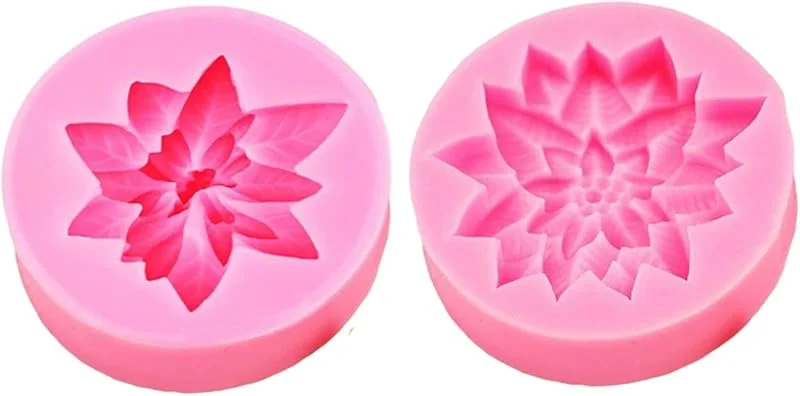 Marke: HoveeLuty Blumenformen aus Silikon, 2 Stück, künstliche Weihnachtssterne, Weihnachts-Silikonformen, lebensmittelecht, Weihnachtshandwerk zum Backen von Kuchen, Gelees, Pralinen, Pudding, Fondantblumen — Weihnachtskueche