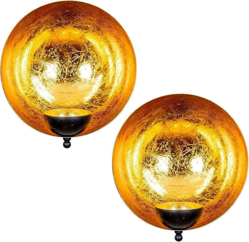 Besuche den levandeo-Store levandeo Wand Teelichthalter Ø 15cm Schwarz Gold Metall 2er Set Kerzenhalter Wanddeko Kerze Deko Wohndeko Kerzendeko Kerzenständer — Kerzenlicht Abendessen