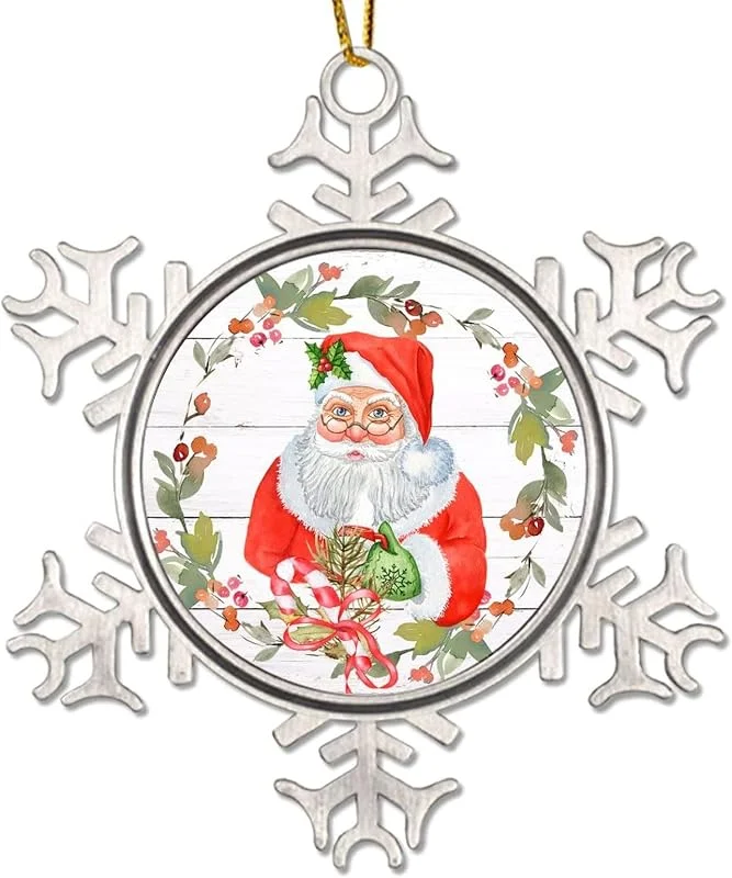 Marke: CowkissSign Weihnachtsmann Weihnachten Hängende Ornament Vater Weihnachtskranz Lustige Weihnachten Hängende Dekor Weihnachtsmann Metall Schneeflocke Weihnachten Ornament Winter — Weihnachtsdeko