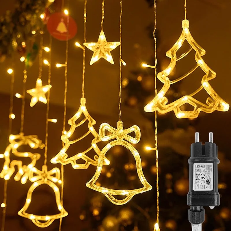 Besuche den ACXIN-Store ACXIN Lichtervorhang mit Motiven Sterne Rentier Tannenbaum, Innen, 1er — Weihnachtsbeleuchtung
